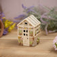 Stoneware Green House With Embossed Flowers Tea Light Holder