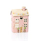 Stoneware Pink House With Embossed Bunting Tea Light Holder
