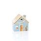 Stoneware Blue House With Embossed Bunting Tea Light Holder