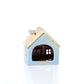 Stoneware Blue House With Embossed Bunting Tea Light Holder