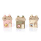 Stoneware Small House With Embossed Flower Ornament 3 asst