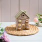 Cottage Garden Stoneware House With Bunting Candle Holder