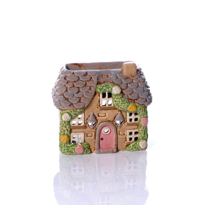 Cottage Garden Stoneware House With Roses Wax Melt Burner