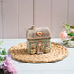 Cottage Garden Stoneware Blue House With Bunting Candle Holder