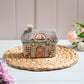 Cottage Garden Stoneware Blue House With Mushrooms Candle Holder