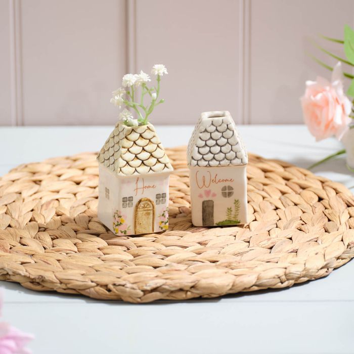 Cottage Garden Stoneware Shaped Vases Small Set of 2