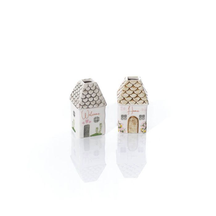 Cottage Garden Stoneware Shaped Vases Small Set of 2