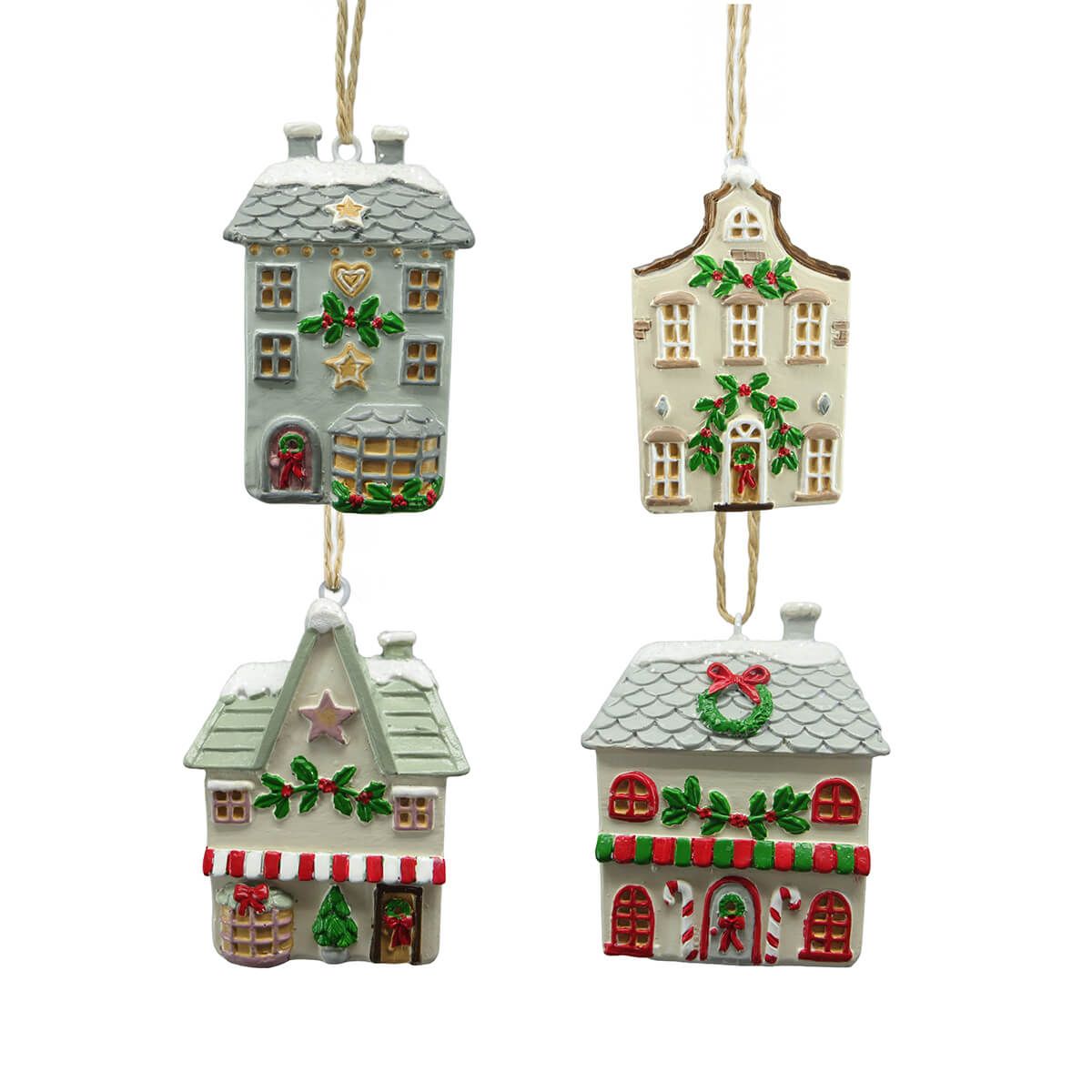 RL Christmas Market Resin Shop Hangers 4 asst