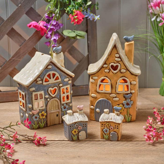 Garden Birds Stoneware House Ornament With 3D Bird *Orange Only