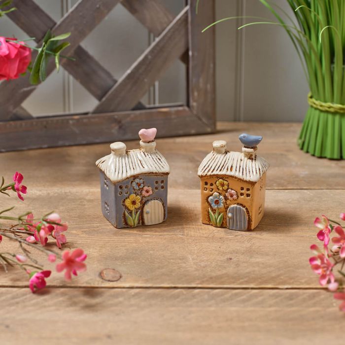 Garden Birds Stoneware House Ornament With 3D Bird *Orange Only