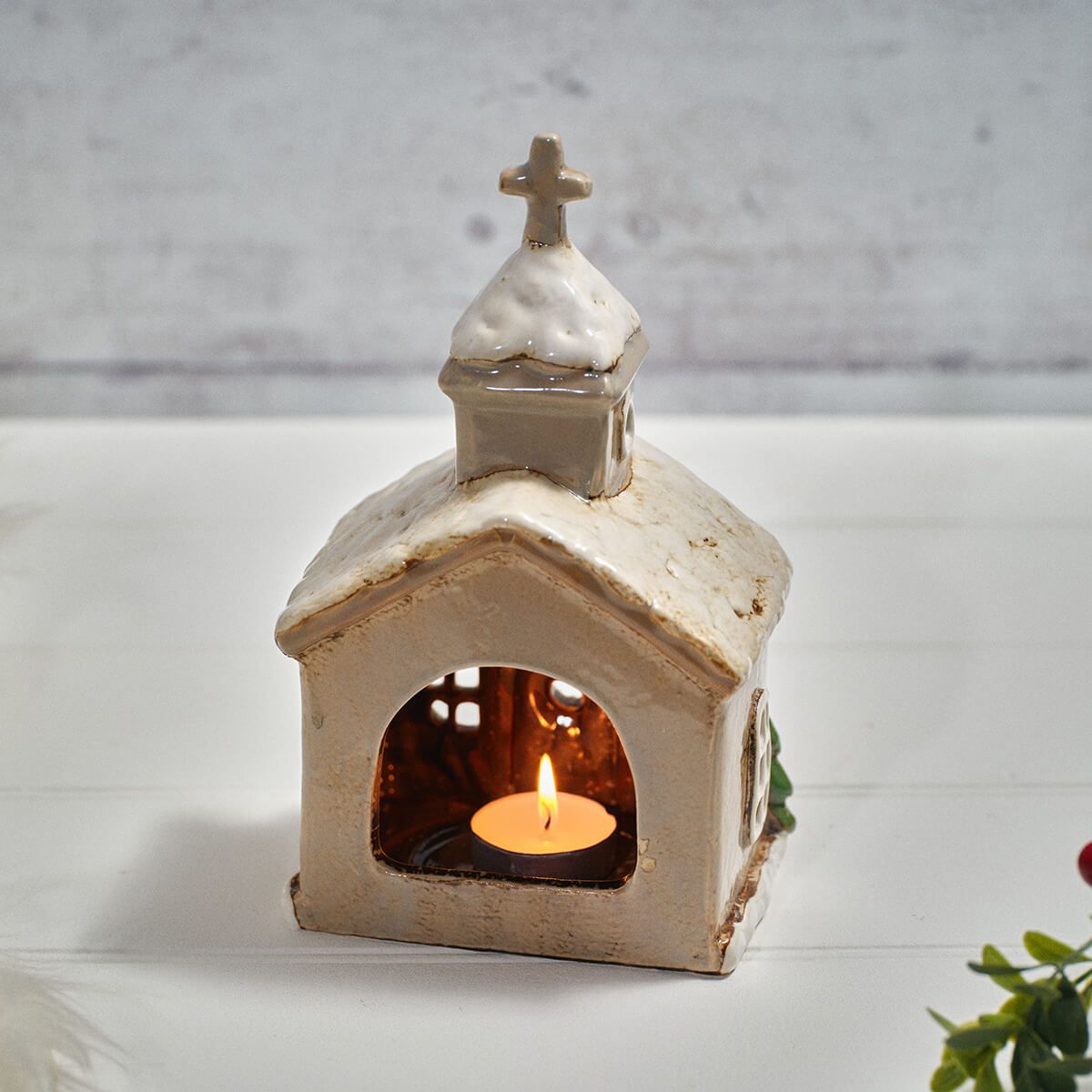 RL Stoneware Church Candle Holder