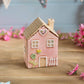 Ceramic Pink House With Embossed Flower Painted Tea Light Holder