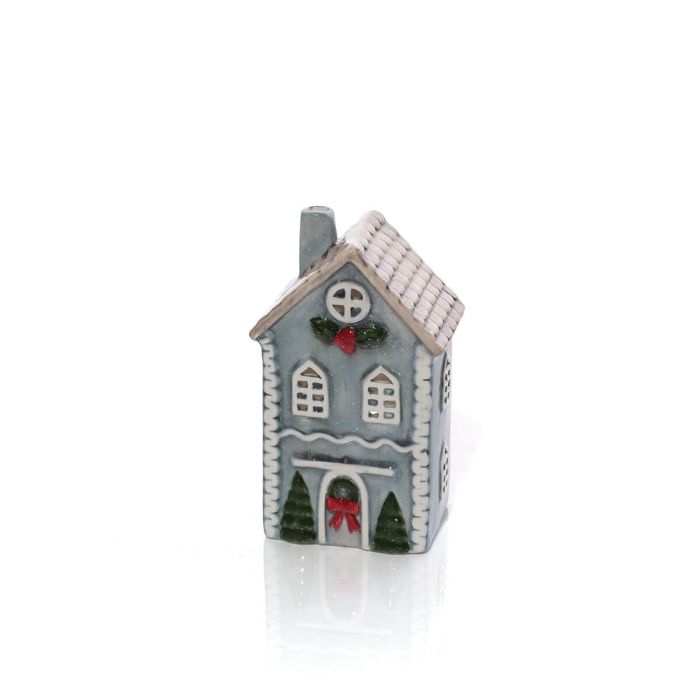 RL Blue House With Grey Roof Embossed Tealight Holder