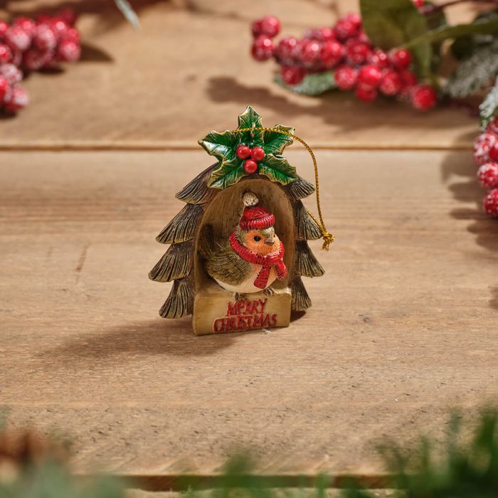 RL Robin Resin Hanger With Merry Christmas Wording