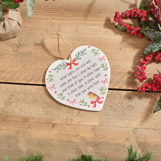 RL Robin Think Of You Ceramic Heart Hanger
