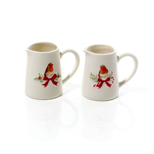 RL Robin Embossed Stoneware Decorative Mini Jug 2 asst