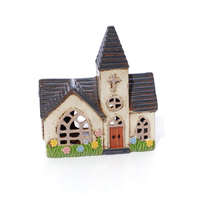 RL Wedding Stoneware Church With Flowers
