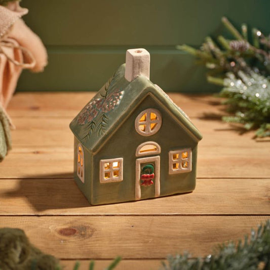 RL Evergreen Christmas Stoneware Candle Holder House Ornament