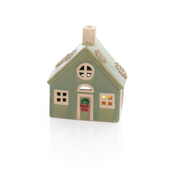 RL Evergreen Christmas Stoneware Candle Holder House Ornament