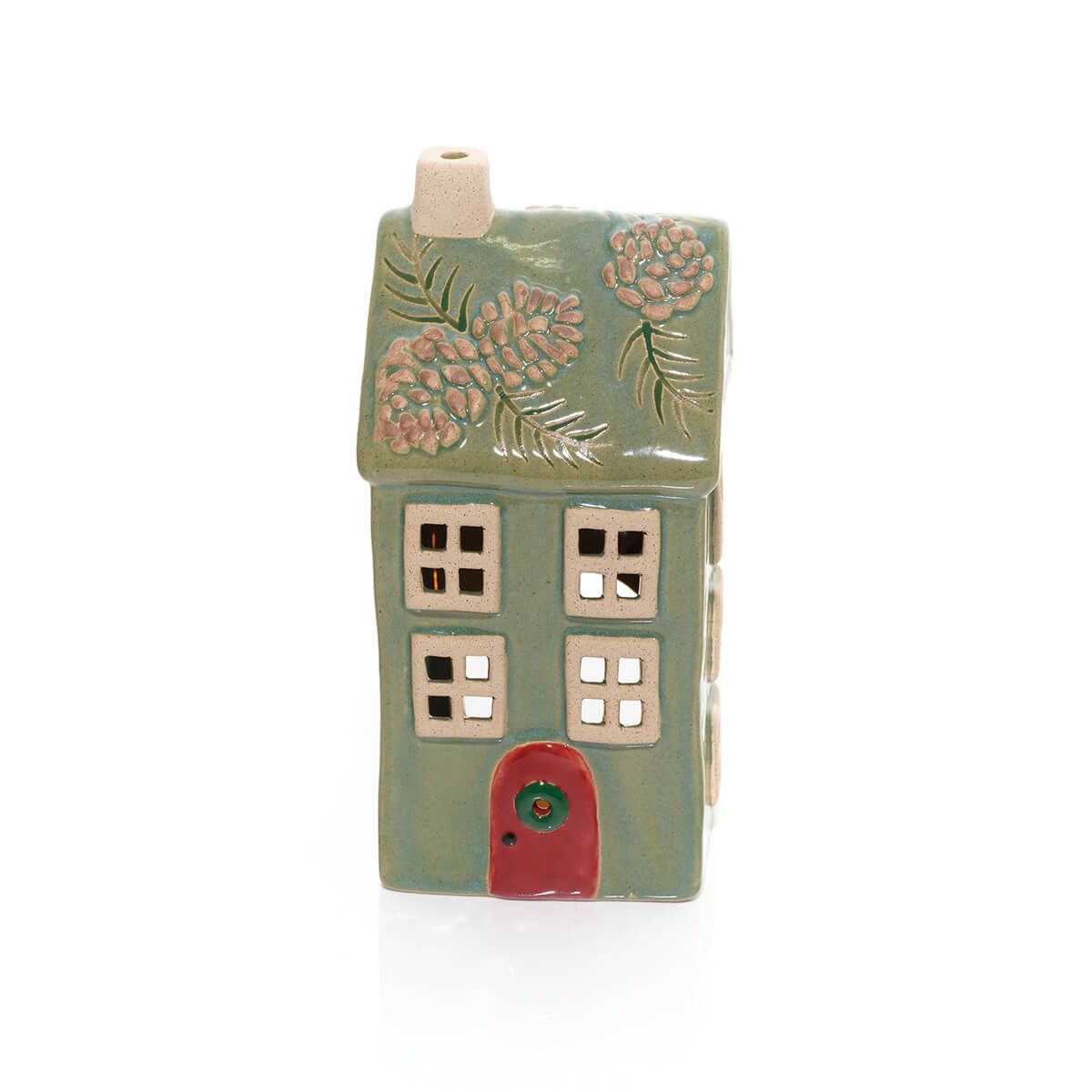 RL Evergreen Christmas Stoneware Candle Holder Tall House