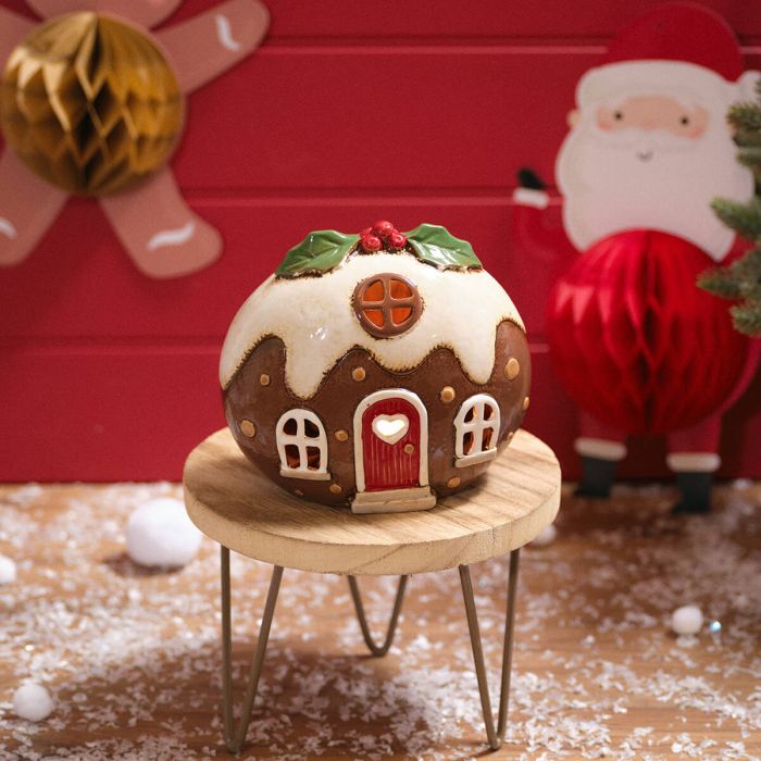 RL Festive Fun Stoneware Pudding House Candle Holder