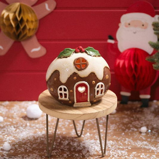 RL Festive Fun Stoneware Pudding House Candle Holder