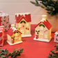 RL Hollies White Embossed House With Red Roof Led Large