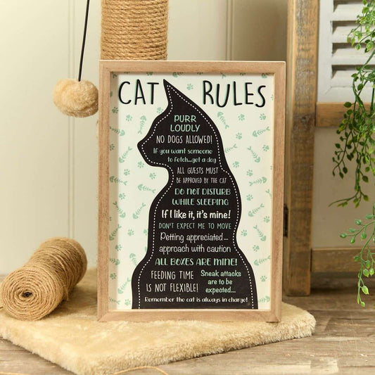 RL Cat Printed Wood Rules Frame Plaque