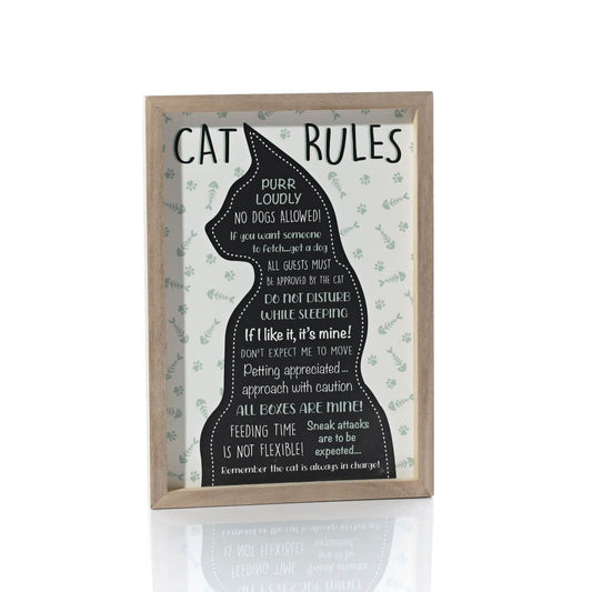 RL Cat Printed Wood Rules Frame Plaque