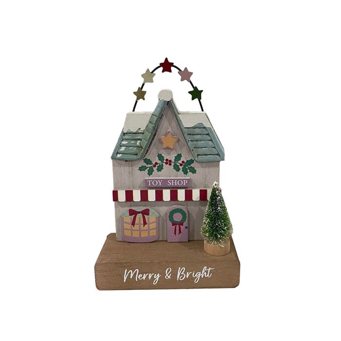 RL Christmas Market Merry And Bright Shop Wood Block