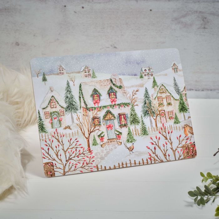RL Snowy House Scene Placemat Box of 4