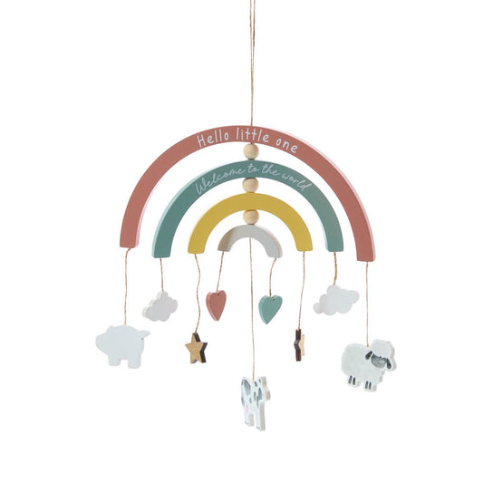 RL Mini Farm Welcome Wood Rainbow Mobile