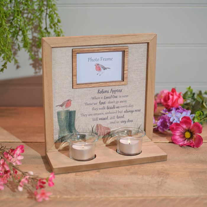 RL Robins Wood Framed Double Tealight Holder