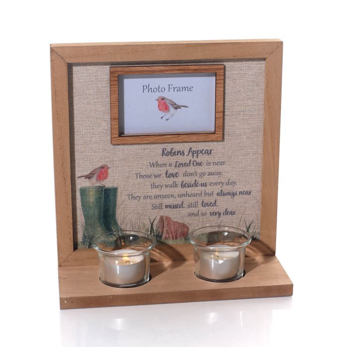 RL Robins Wood Framed Double Tealight Holder