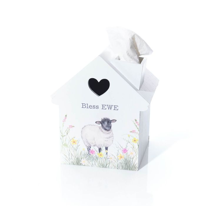 RL Sheep Bless Ewe Wooden House Shaped Tissue Box