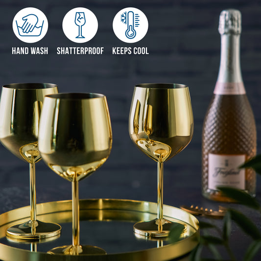 OS 4 Gold Wine Glasses S/S