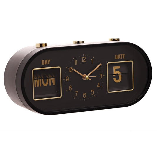 WDP Calendar Alarm Clock - Black & Gold
