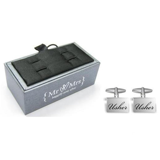 WDP Black Engraved Cufflinks 'Usher'*