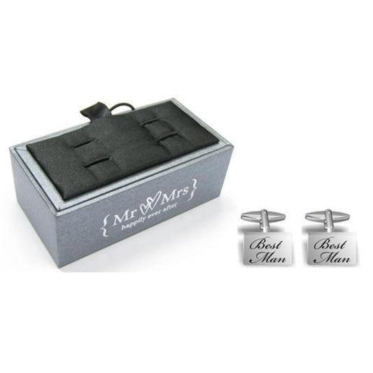 WDP Black Engraved Cufflinks 'Best Man'*