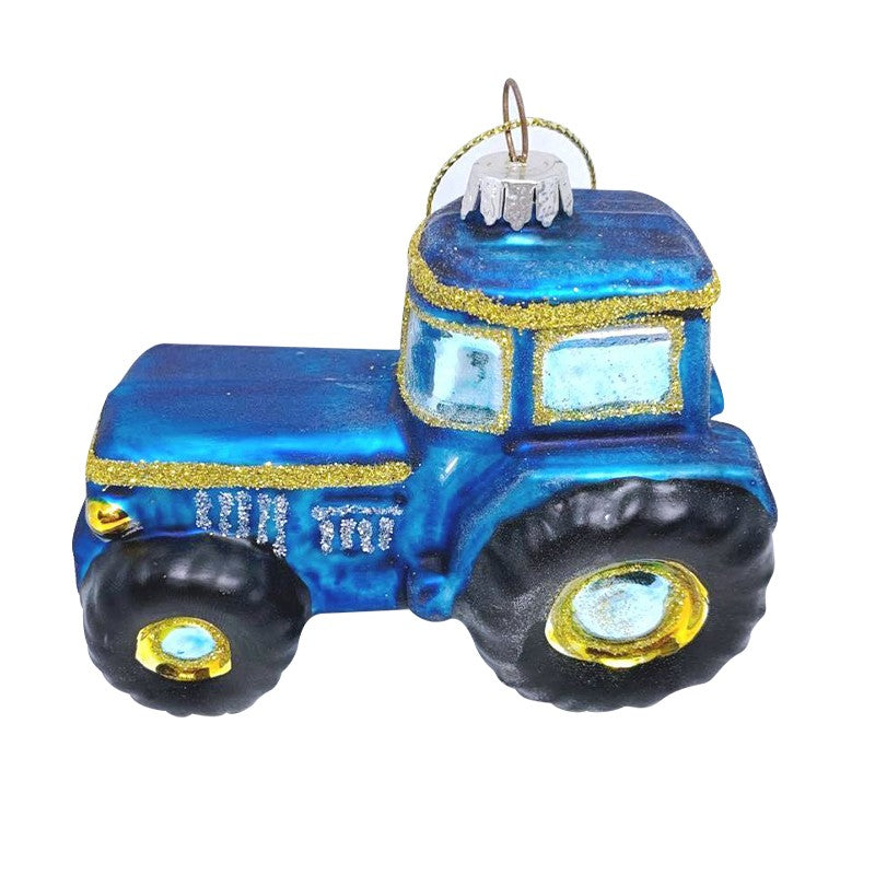 HS Hanging Glass Blue Tractor