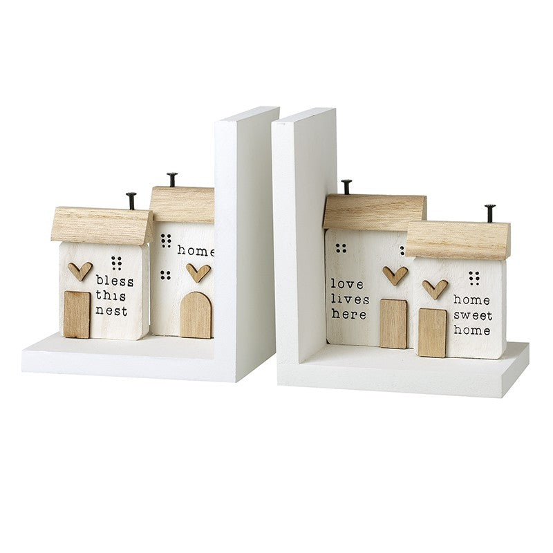 HS Wooden House Book Ends