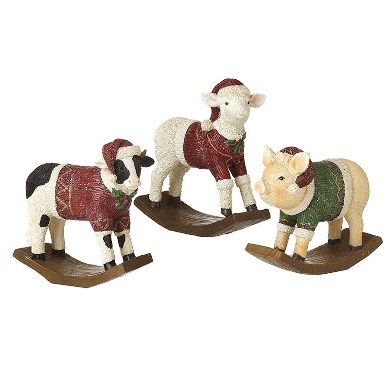 HS Christmas Farm Animals Rocker 3 asst