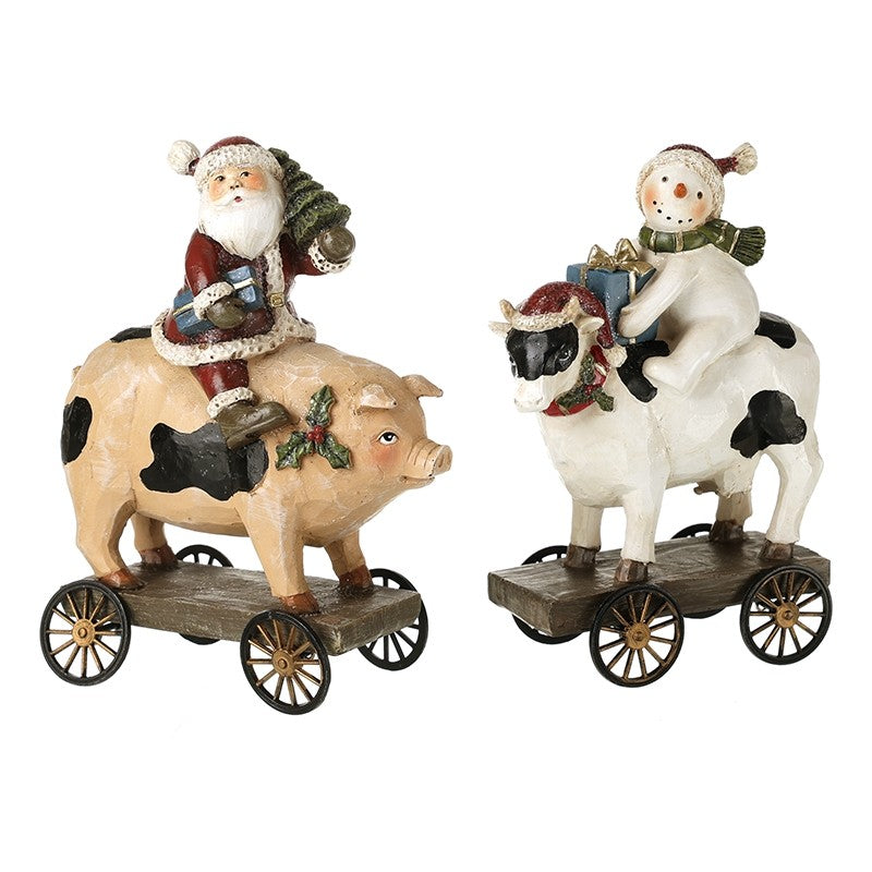 HS Santa And Snowman On Farmyard 2 asst