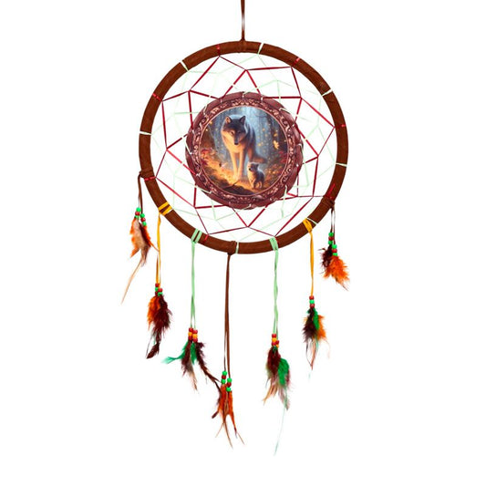 PK Dream Wolf & Cub Dreamcatcher 33cm