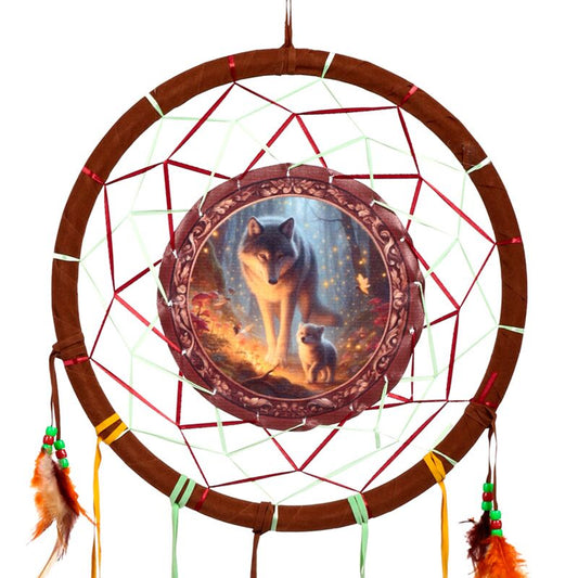 PK Dream Wolf & Cub Dreamcatcher 33cm