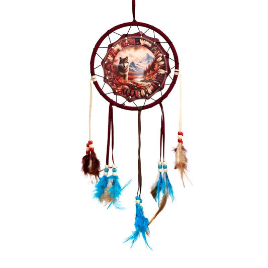 PK Autumnal Wolf Dreamcatcher 16cm