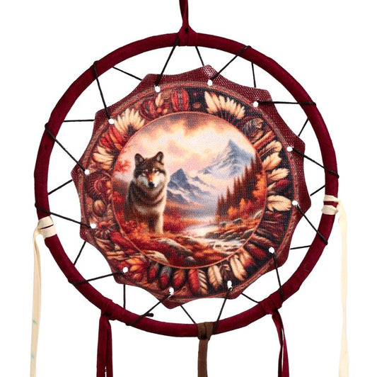 PK Autumnal Wolf Dreamcatcher 16cm