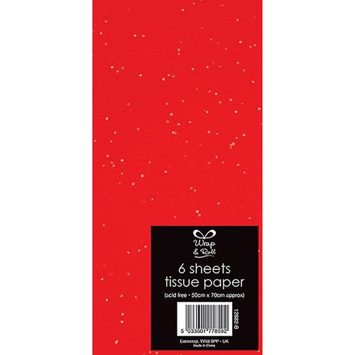 JD 6 Glitter Tissue Paper Red