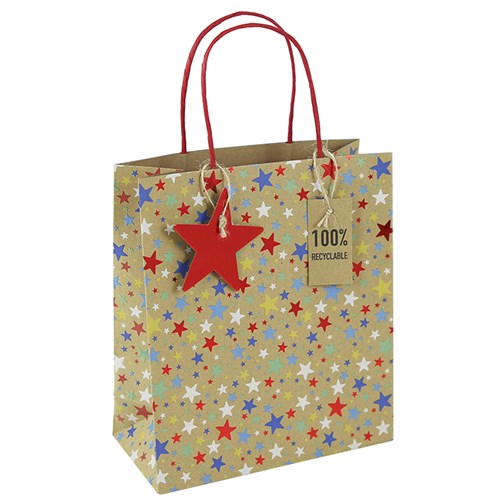 JD Kraft Multi Stars Gift Bag Medium