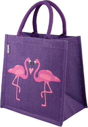 NC Fairtrade Jute Bag Flamingos with Heart